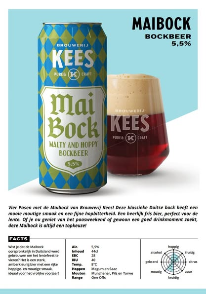 Maibock - Brouwerij Kees Bock - Hell / Maibock / Lentebock 440ml