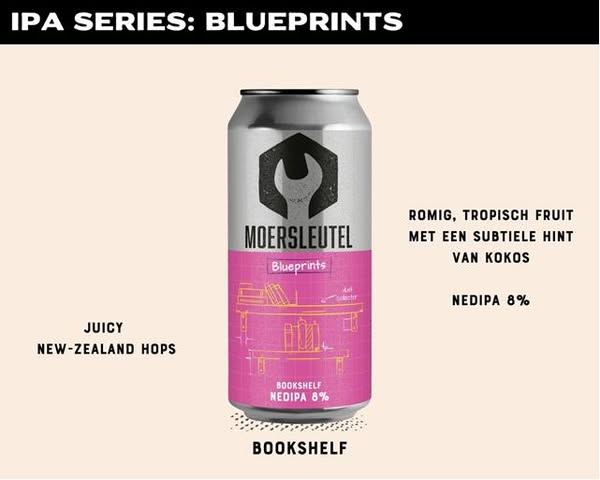 Blueprints: Bookshelf - Moersleutel Craft Brewery IPA - Imperial / Double New England / Hazy 440ml