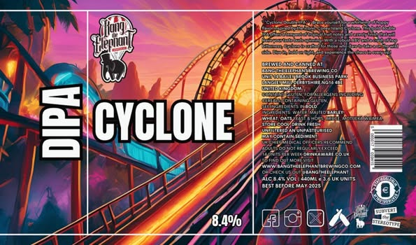 Cyclone - Bang The Elephant Brewing Co IPA - Imperial / Double New England / Hazy 440ml