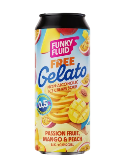 Free Gelato: Passionfruit, Mango & Peach - Funky Fluid Non-Alcoholic Beer - Sour 500ml