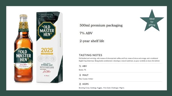 Old Master Hen 2025 - Greene King Strong Ale - English 500ml
