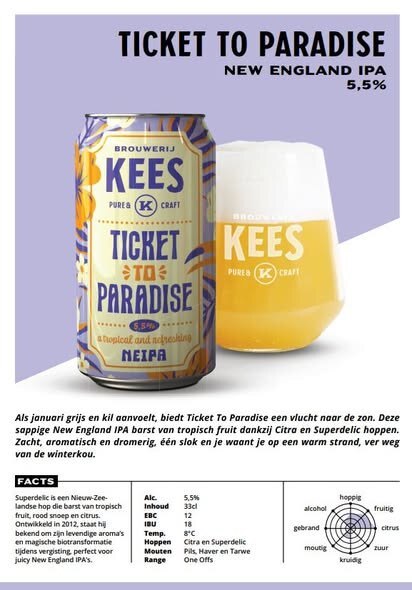 Ticket To Paradise - Brouwerij Kees IPA - New England / Hazy 330ml
