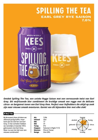 Spilling The Tea - Brouwerij Kees Farmhouse Ale - Saison 330ml