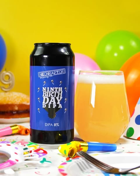Ninth Birthday DIPA - Neon Raptor Brewing Co. IPA - Imperial / Double New England / Hazy 440ml