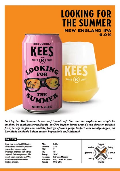Looking For The Summer - Brouwerij Kees IPA - New England / Hazy 330ml