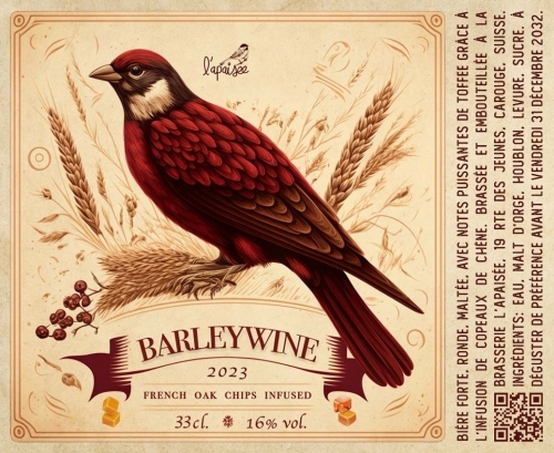 Barleywine 2023 - Brasserie l'Apaisée Barleywine - American 330ml